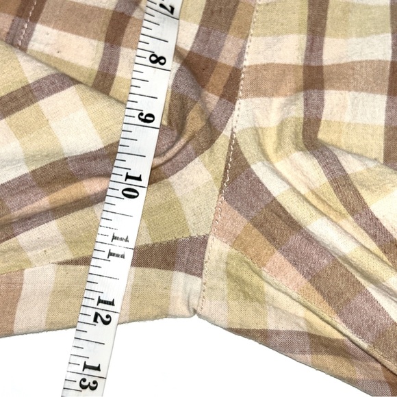 Free People The Way You Move Plaid Retro Flare Pants Cotton Linen Blend Size 12 - Picture 11 of 15